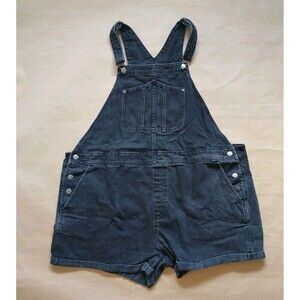 Old Navy Shortalls Overall Shorts Womens XXL Black Denim 100% Cotton